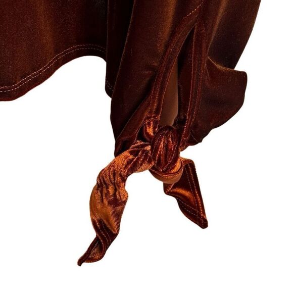 W5 velvet open front jacket with tie cuffs in a deep fall rust color size S - Picture 6 of 10
